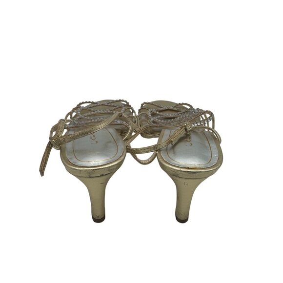 Caparros Gold Strappy Rhinestone Embellished Womens Heels Size 8.5 - Picture 4 of 6